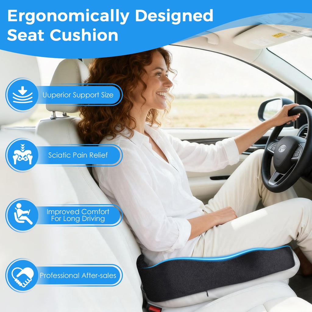 Ergonomic Memory Foam Seat Cushion – Tailbone & Lower Back, Coccyx Support, Office Chair & Car Seat Cushion, Travel & Wheelchair Pad, Breathable, Non-Slip Pressure Ease & Posture Support