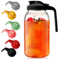 AsstarJTK Glass Mason Jar Pitcher - 64 oz/2 Quart Wide Mouth Jug with Lid and Pour Spout, Airtight Seal, Leak Proof Iced Tea Pitcher for Sun Tea, Juice, Breast Milk, Cold Beverages, Coffe