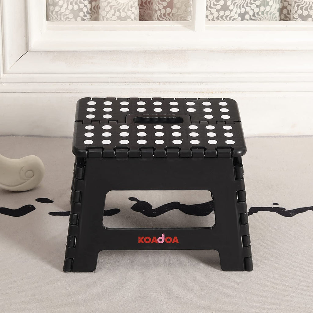 KOADOA Folding Step Stool, 9 Inch Plastic Foldable Step Stool for Kids Adults - Holds Up to 330 lbs Foot Stool with Non-Slip Surface, Carry Handle for Kitchen Bathroom Bedroom