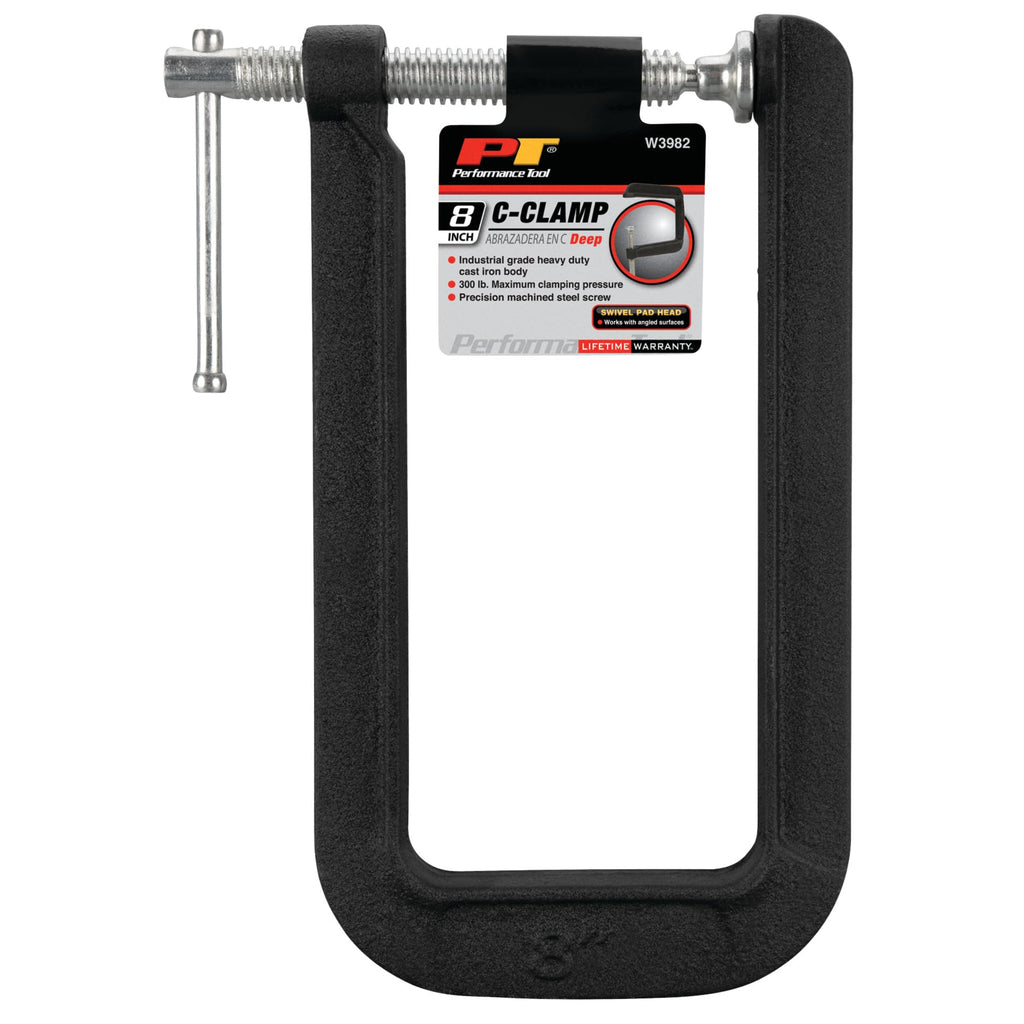 Performance Tool W3982 8" Deep Throat C-Clamp,