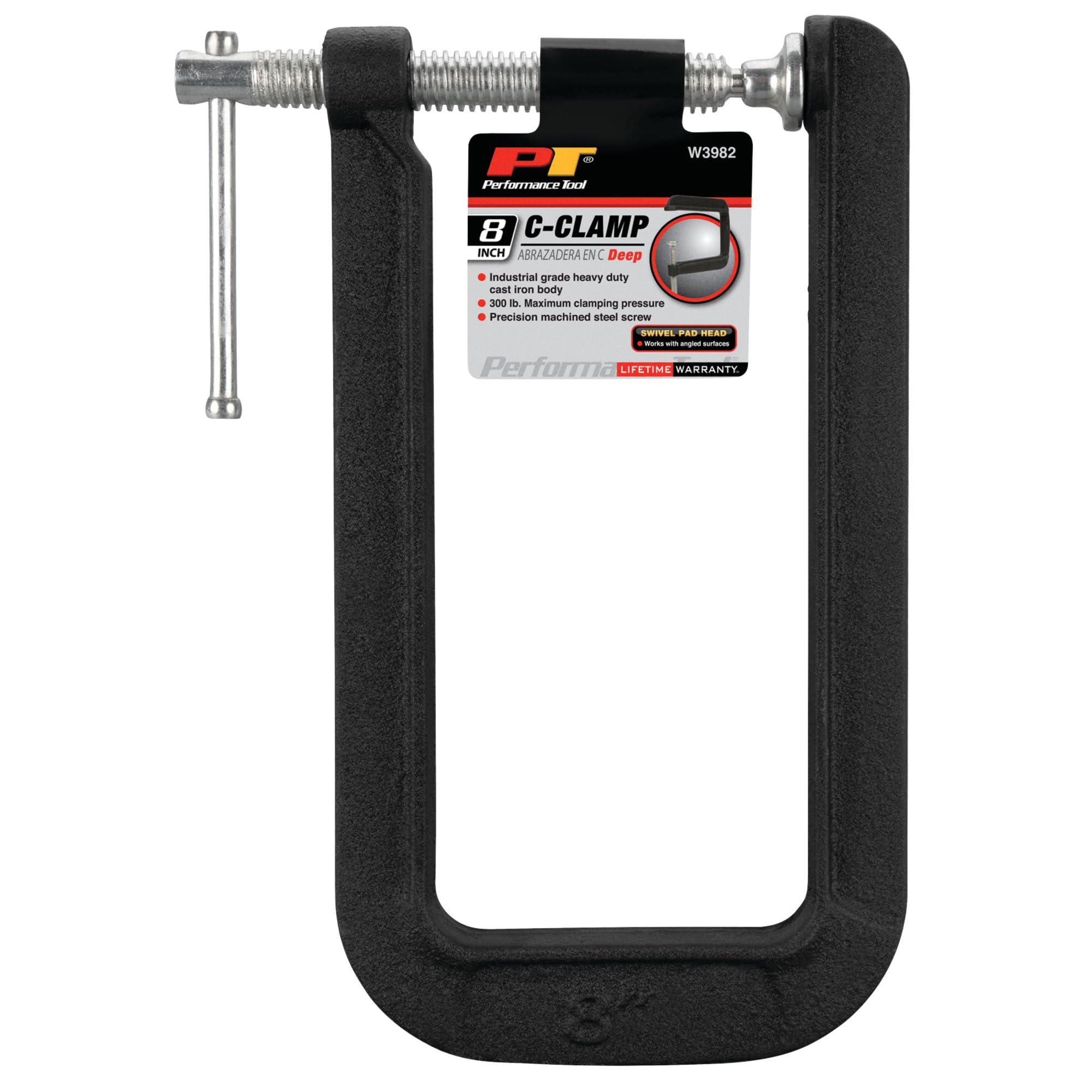 Performance Tool W3982 8" Deep Throat C-Clamp,
