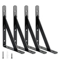 OVOV Heavy Duty Shelf Brackets Triangle Shelving Brackets Right Angle Wall Mounted Shelf Supporters Black 12 Inch Set of 4
