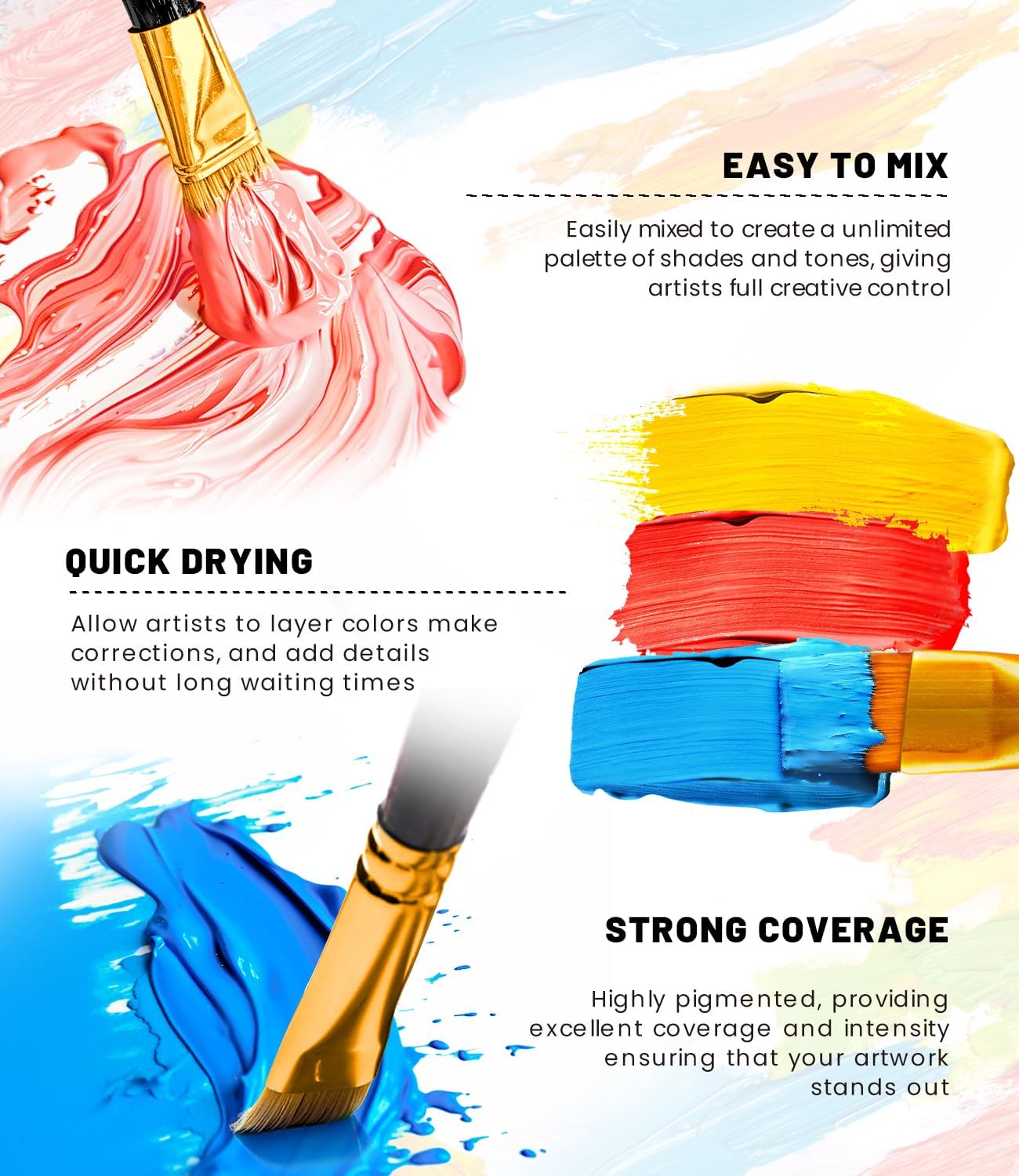 40 PCS Acrylic Paint Set with 12 Brushes, 2 Knives, Palette & Sponge, 24 Colors (2oz/60ml) Art Craft Paint for Beginners Professionals Hobbyists on Halloween Pumpkin Canvas Ceramic Rock