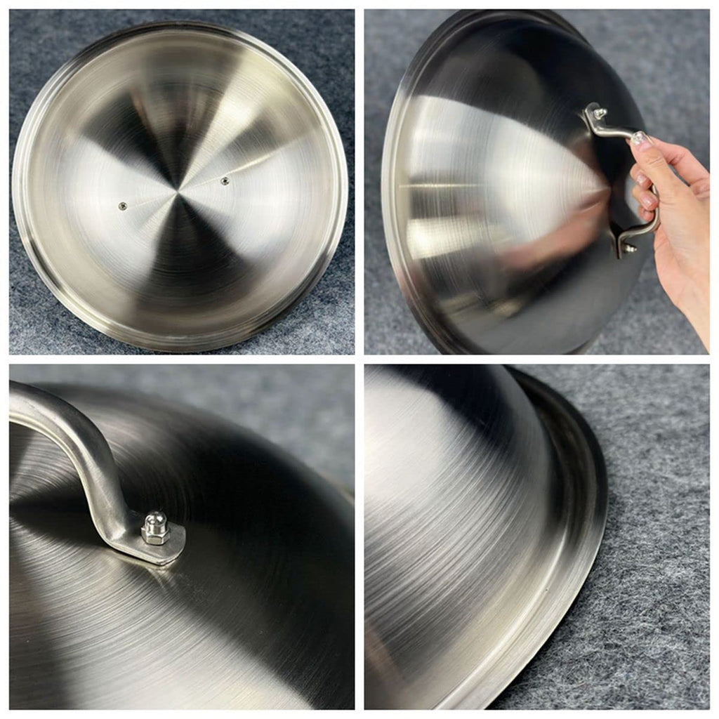 Griddle Accessories Pot Wok Lids - Heavy Duty 12 Inch Round Basting Cover - Stainless Steel - Cheese Melting Dome and Steaming Cover - Best for Use in Flat Top Grill Cooking Indoor Outdoor- 2 Domes