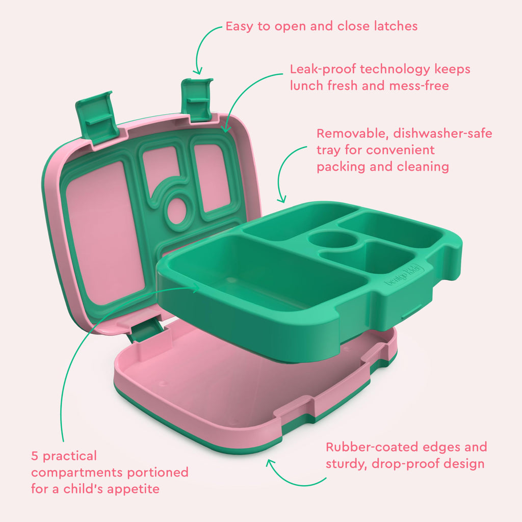 Bentgo Kids Prints Leak-Proof, 5-Compartment Bento-Style Kids Lunch Box - Ideal Portion Sizes for Ages 3 to 7 - BPA-Free, Dishwasher Safe, Food-Safe Materials (Tropical)