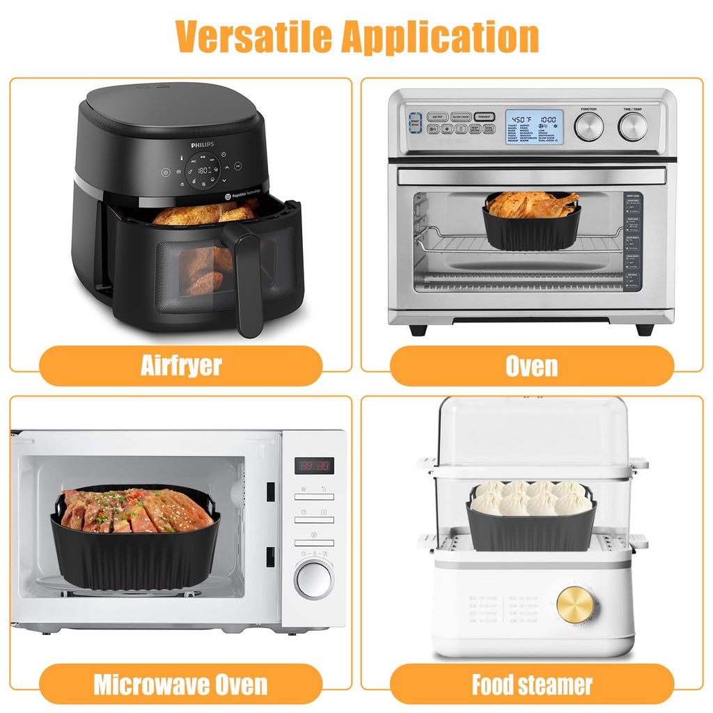 Silicone Air Fryer Liner, 2 PCS 9 Inch Square Air Fryer Basket Liners,Silicone Tray, Air Fryer Inserts for 6 to 9 QT, Reusable Air Fryer Accessories for Cosori Philips Ninja Oven Microwave