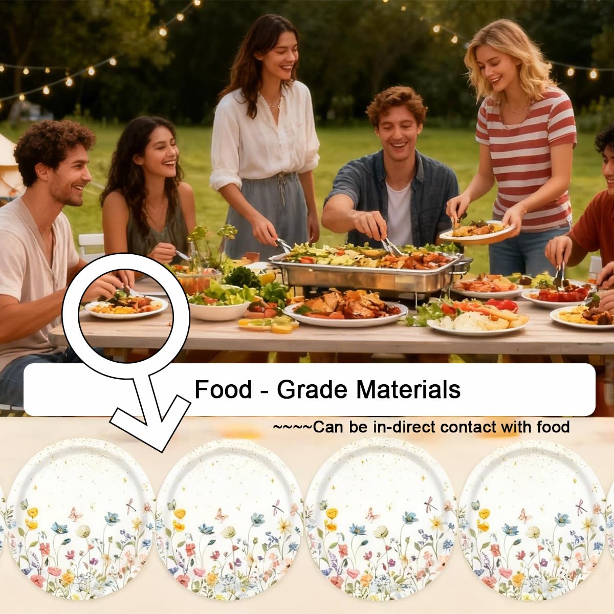 40 Pcs Floral Party Supplies Wildflower Paper Plates for Wedding Party Supplies Disposable Dessert Dinner Plates Party Garden Tableware Decoration (9inch)