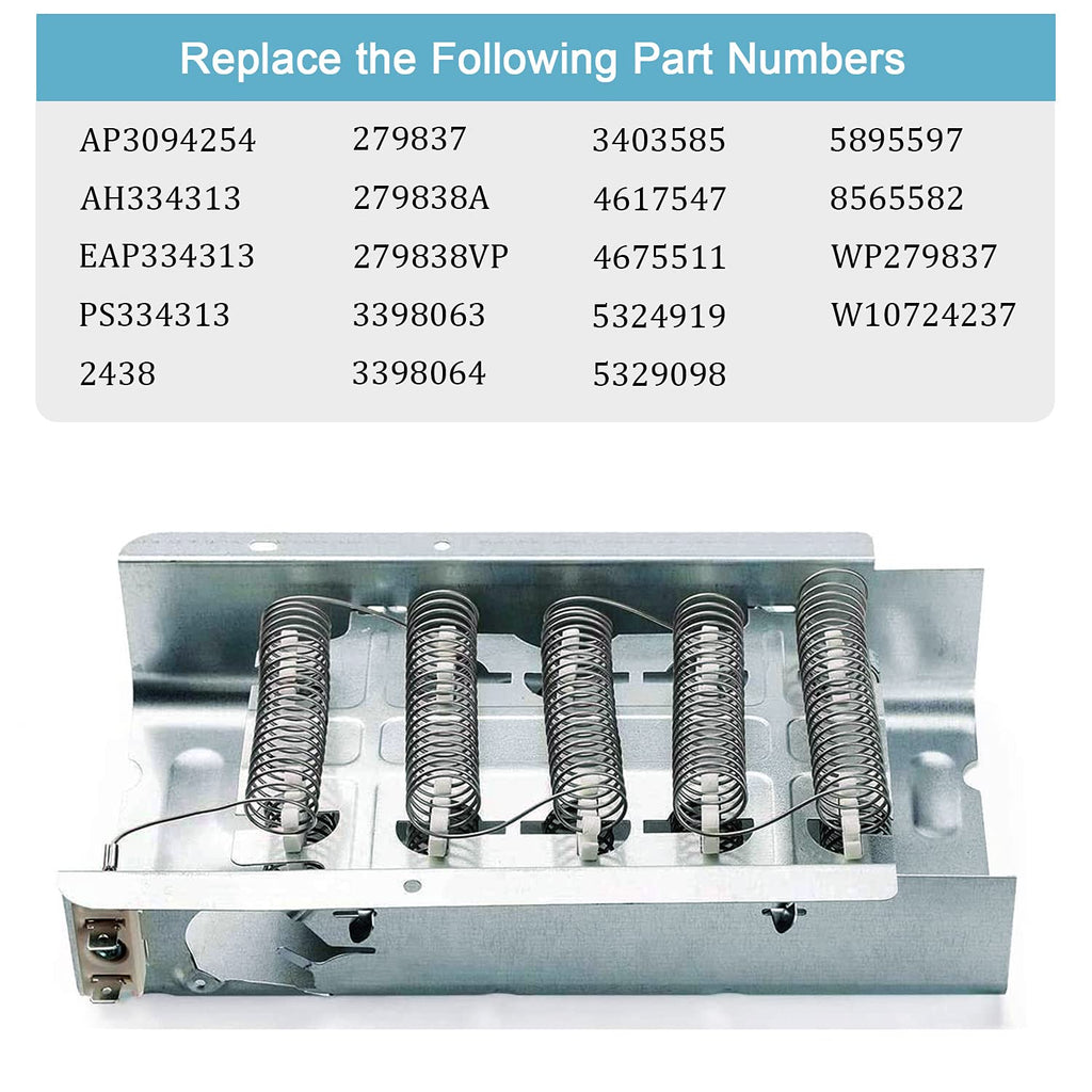 279838 Dryer Heating Element for Whirlpool Kenmore Maytag Dryer Heating Element Parts 3392519 3977393 Thermal Fuse & 3387134 3977767 Dryer Thermostat Replaces 3403585 8565582 AP3094254