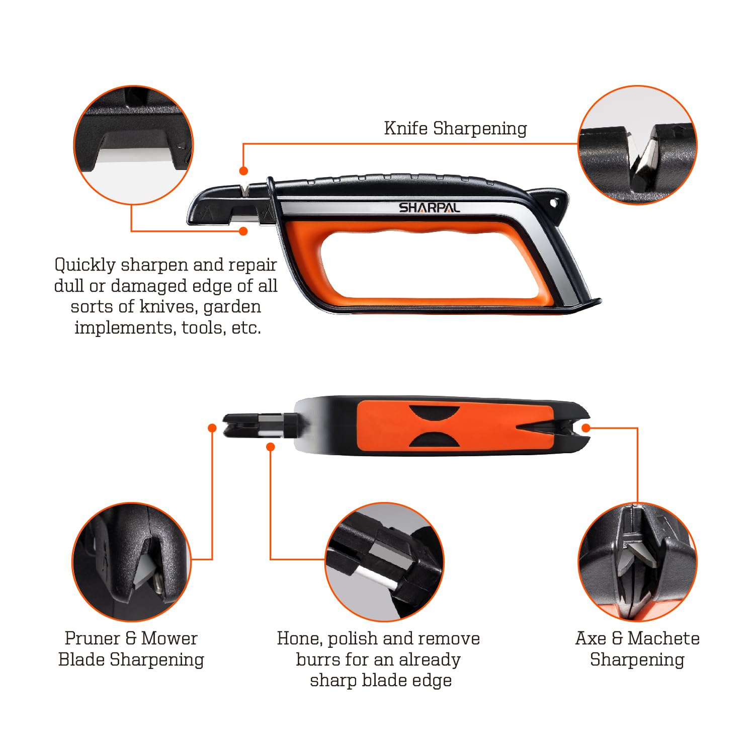 SHARPAL 103N All-in-1 Knife Garden Tool Multi-Sharpener for Lawn Mower Blade, Axe, Hatchet, Machete, Pruner, Hedge Shears, Scissors Fathers Day Gift