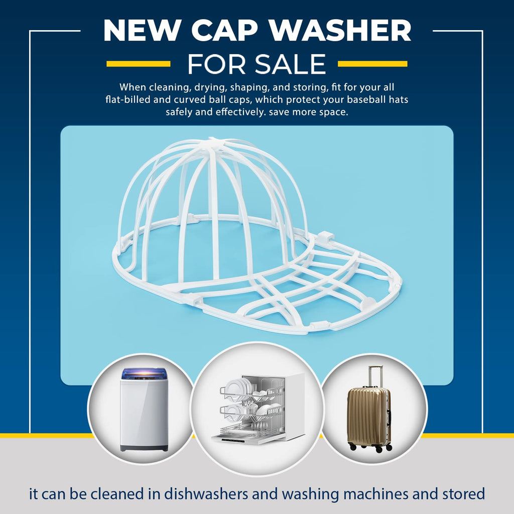 Hat Washer and Cleaner Cage for Baseball Caps - Fits Adult and Kid's Sizes - White (4 Pack)