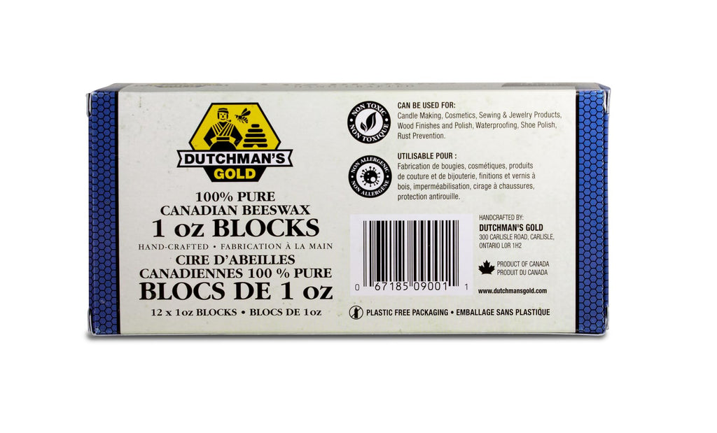 Dutchman’s Gold Beeswax Blocks, 1 oz x 12 Pack | 100% Pure Canadian Cosmetic Grade Beeswax | Handcrafted | Ideal for Candles, Food Wraps, Crafts & DIY Projects