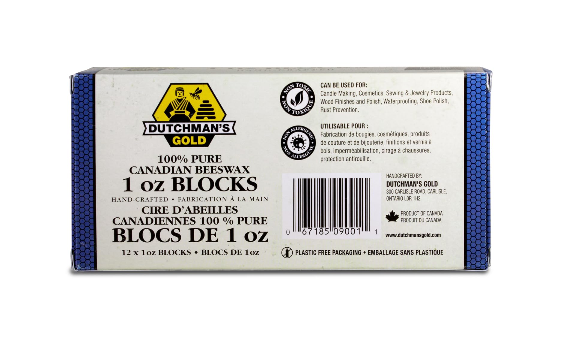 Dutchman’s Gold Beeswax Blocks, 1 oz x 12 Pack | 100% Pure Canadian Cosmetic Grade Beeswax | Handcrafted | Ideal for Candles, Food Wraps, Crafts & DIY Projects