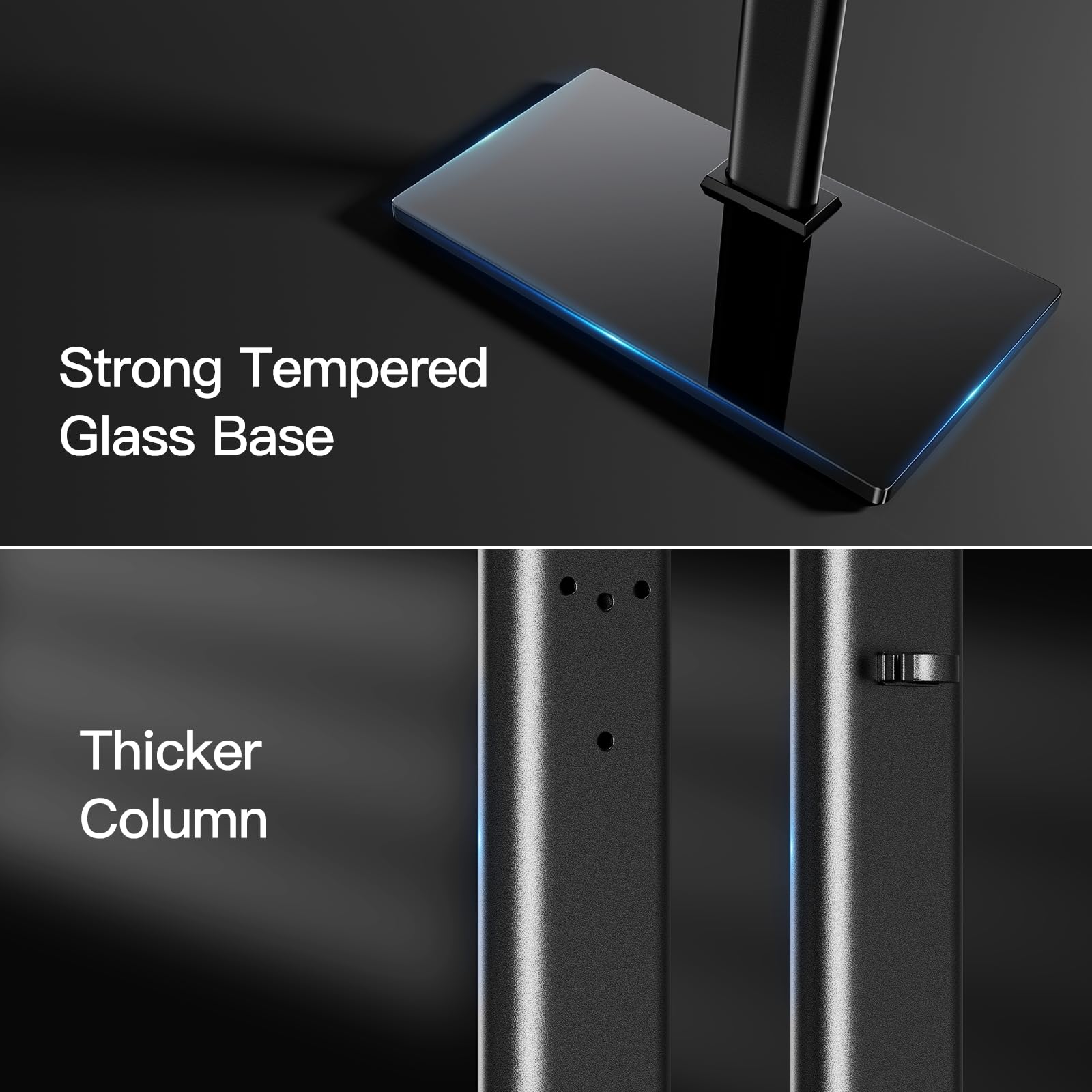 PERLESMITH Swivel Universal TV Stand/Base - Table Top TV Stand for 24-60 inch LCD LED TVs - Height Adjustable TV Mount Stand with Tempered Glass Base, VESA 400x400mm, Holds up to 99lbs PSTVS09