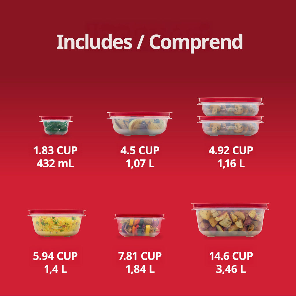 Rubbermaid EasyStore Square and Round Food Storage Containers with Lids, 14-Piece Set