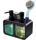 Kitchen Hand Soap and Dish Soap Dispenser Set, Dual Soap Dispenser with Sponge Caddy and Brush Holder 4-in-1 Organizer for Kitchen Sink Countertop, Useful Kitchen Gadgets - Black