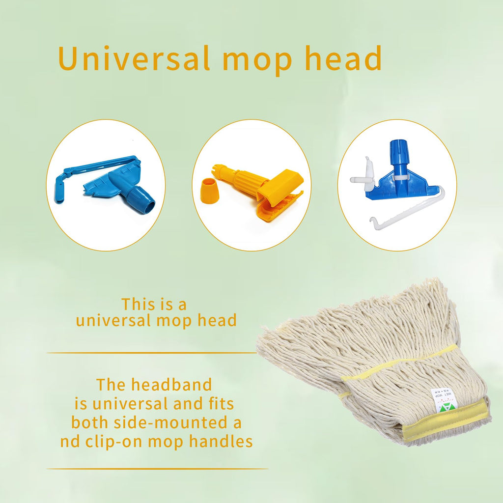 KLHB-YF 16oz Commercial & Industrial Mop Head Replacement - All-Purpose Mop Heads for Floor Cleaning Stronger Fastness Good Water Absorption Effect Long Service Life Can be Matched with Most Mop Holders on the Market (White, 3PC)