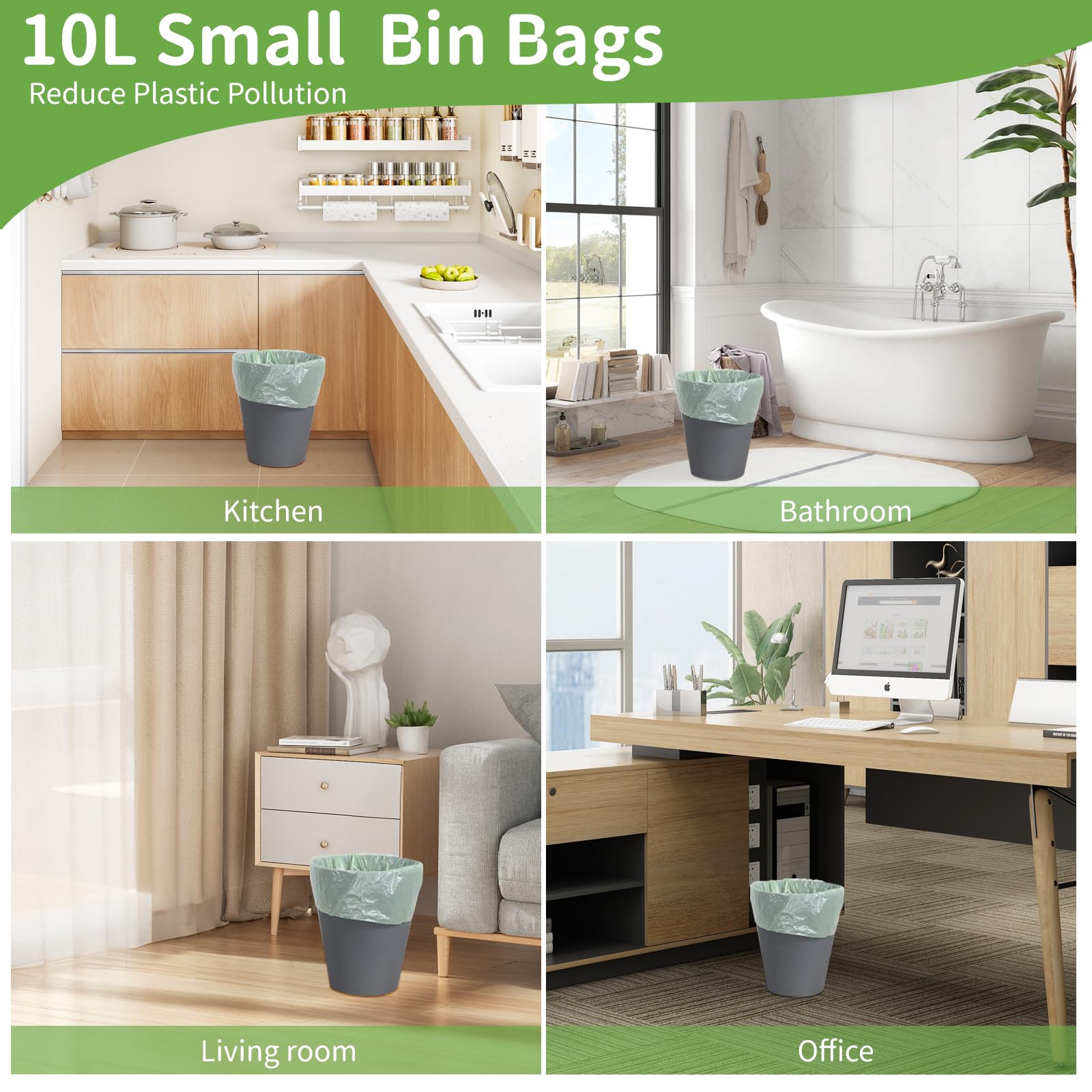 LRCXL 150 Count Compost Bags 10L, 2.6 Gallon Small Compostable Bags Green Trash Bags Waste Kitchen Biodegradable Garbage Bags for Food Scraps, Organic Compost Bin Bags