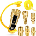 7pcs Propane Quick Connect Fittings, 1/4" RV Shutoff Valve, and Versatile Adapter for Low Pressure Gas Appliances and RV Propane Quick Connections