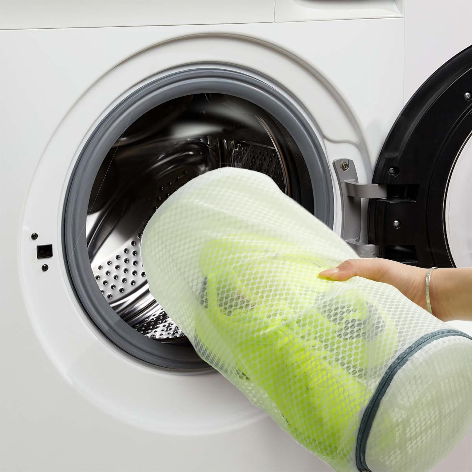 Shoe Washing Machine Bags, 3 Pack Large Mesh Laundry Bags for Sneakers, Gym Shoes, Trainers, with Hidden Zipper and 125 Honeycomb Fabric, 7 x 15 Inch, Washer & Dryer Safe