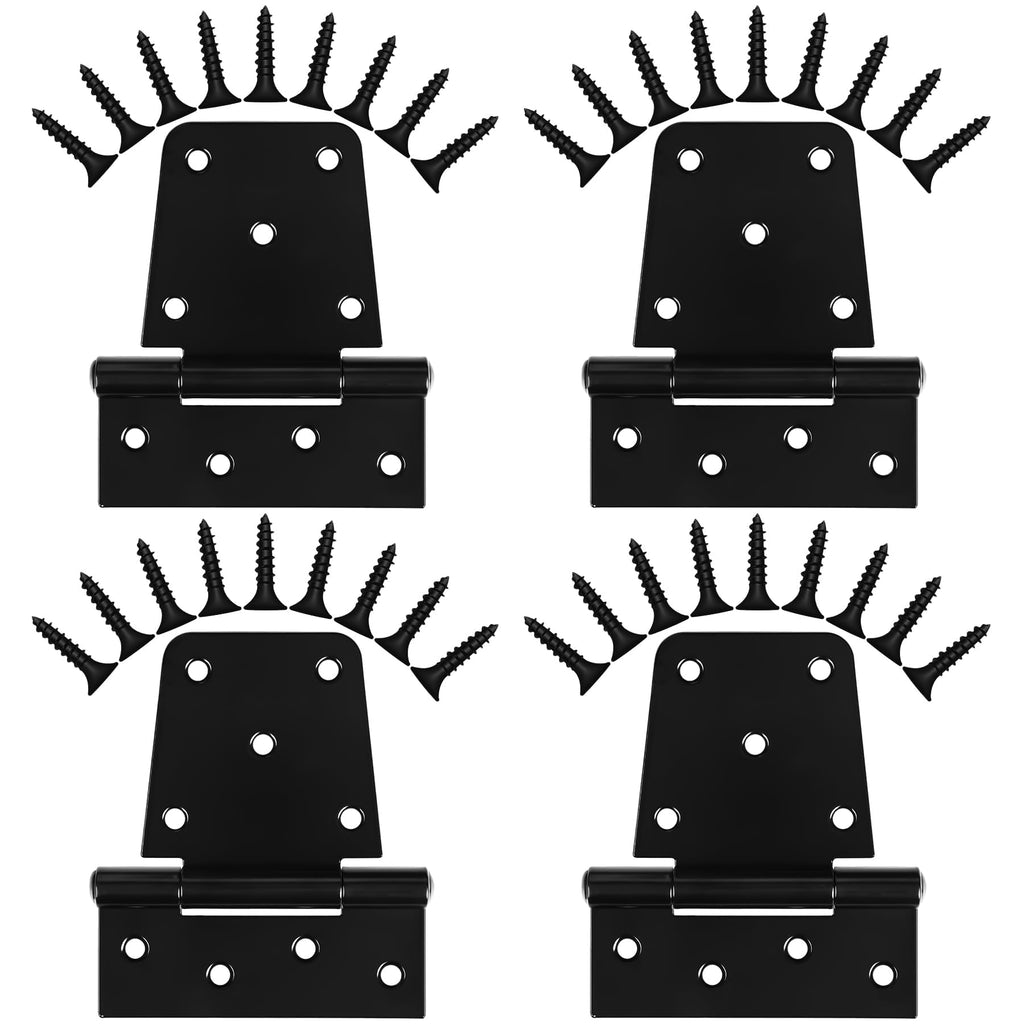 Heavy Duty Gate Hinges 3.5 inch 4 Pack Extra Thick Industrial T Hinges Barn Door Hinges Shed Door Hinges for Large Wooden Gates Wood Fence Outdoor - Black Iron Finish (Screws Included)