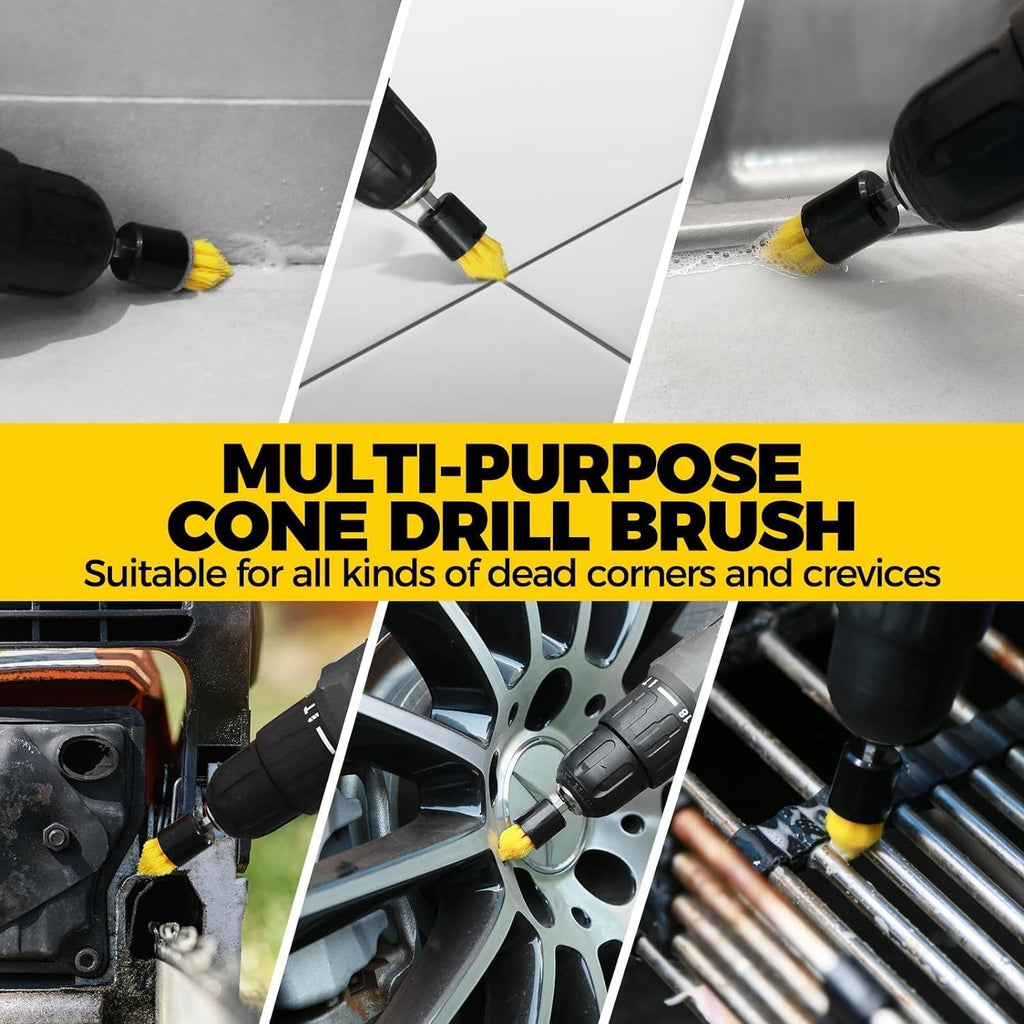 Holikme 15Piece Drill Brush Attachments Set, Power Scrubber Brush with Extend Long Attachment，Crevice Cleaning Brush，Scrub Brush，Bathroom Gap Brush，Grout，Tile, Kitchen