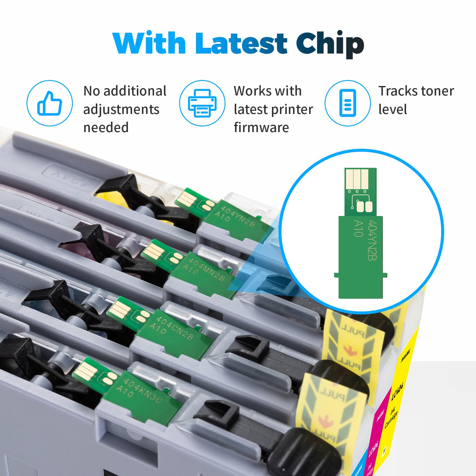 BAIINK LC404 Ink Cartridges Replacement for Brother Ink Cartridges LC404 LC-404 LC404XL Compatible with Brother MFC-J1205W MFC-J1215W MFC-J1205W XL Printer (4 Pack, Black Cyan Magenta Yellow)