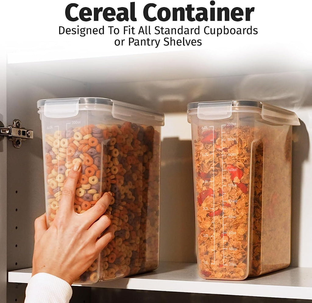 Shazo 2 Pack (6.3L / 213oz) Cereal Storage Containers - Bpa-Free Airtight Large Food Storage Containers with Lids, BPA-Free Plastic Cereal Dispenser for Pantry, Rice, Flour, Sugar & Pasta