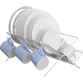 Simple Houseware Folding Dish Drying Rack, 2-Tier Collapsible X-Shape Tableware Drainer for Kitchen Countertop and Compact Storage, Chrome