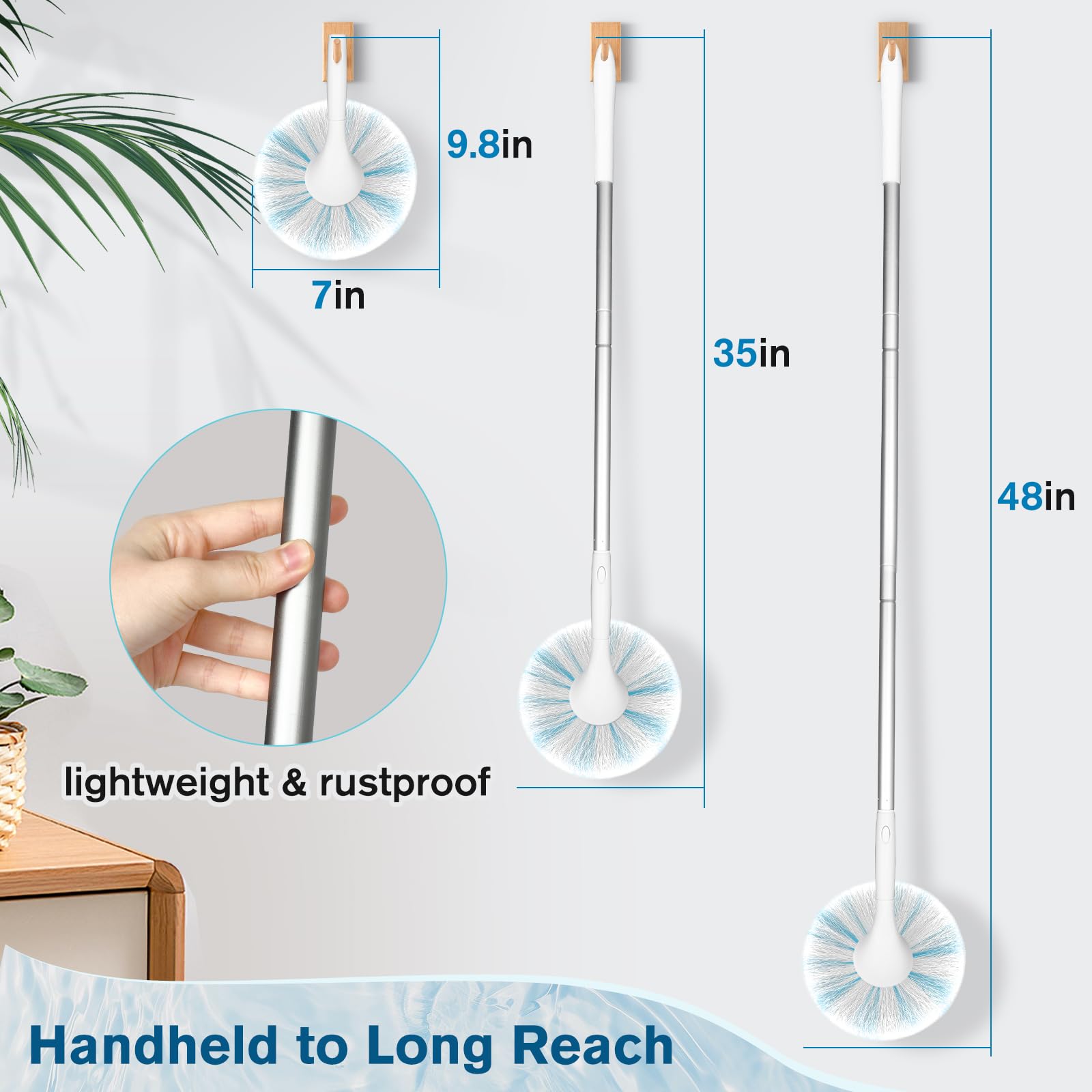 Fieploom Tub Tile Scrubber Brush with 48" Long Handle, 2026 Version 1 Pc Non-Scratch Soft Tub Mop, All-in-One Adjustable Bathroom Brush for Bathtub, Shower, Sink, Faucet, and Wall Tile (1)