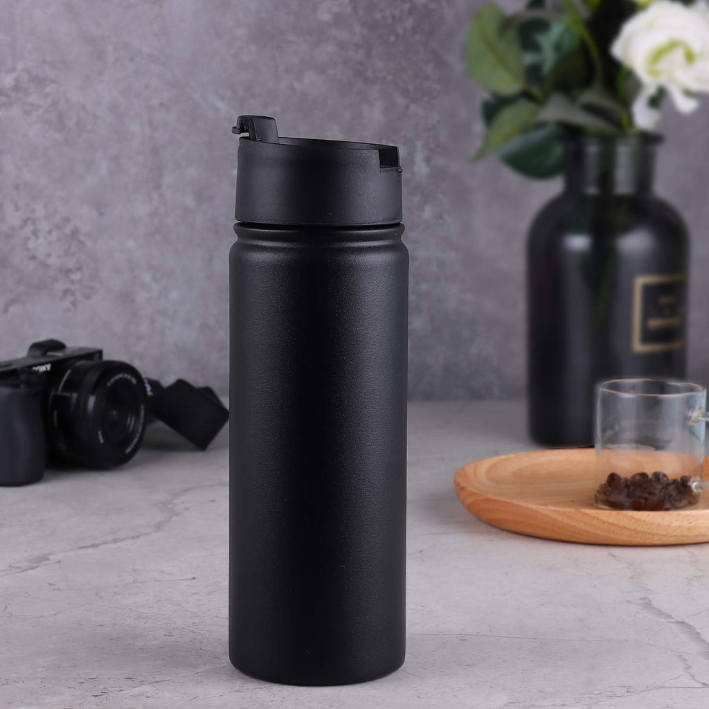 Sivaphe 17oz/500ml Insulated Water Bottle with Removable Stainless Steel Infuser Basket, Double Wall Vacuum Travel Mug (Black)