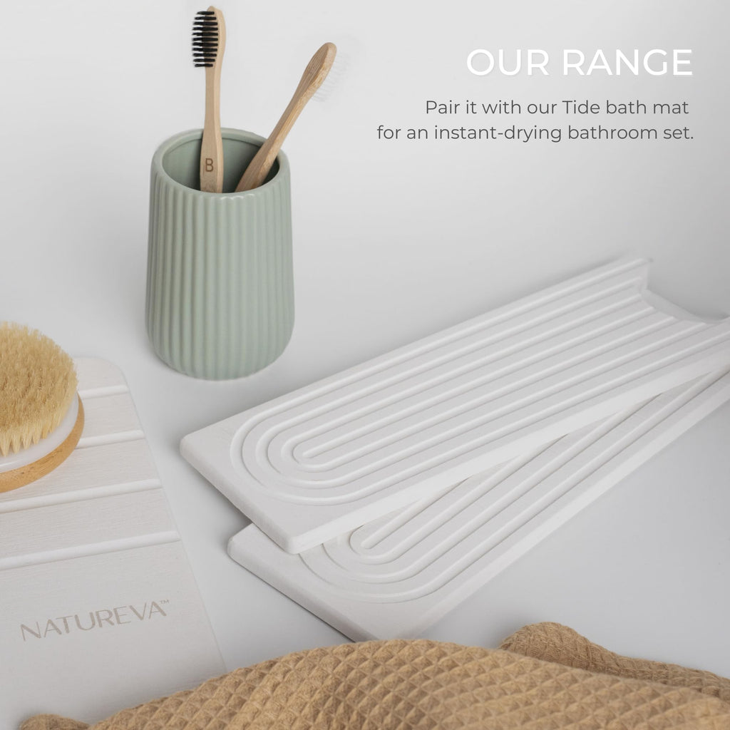 Natureva Home - Stone Faucet Mat | Diatomite Sink Splash Guard | Instant Drying Tray for Kitchen Bathroom Sinks | Made of Diatomaceous Earth | Absorbing Water Instantly | Design Arch | Colour Chalk