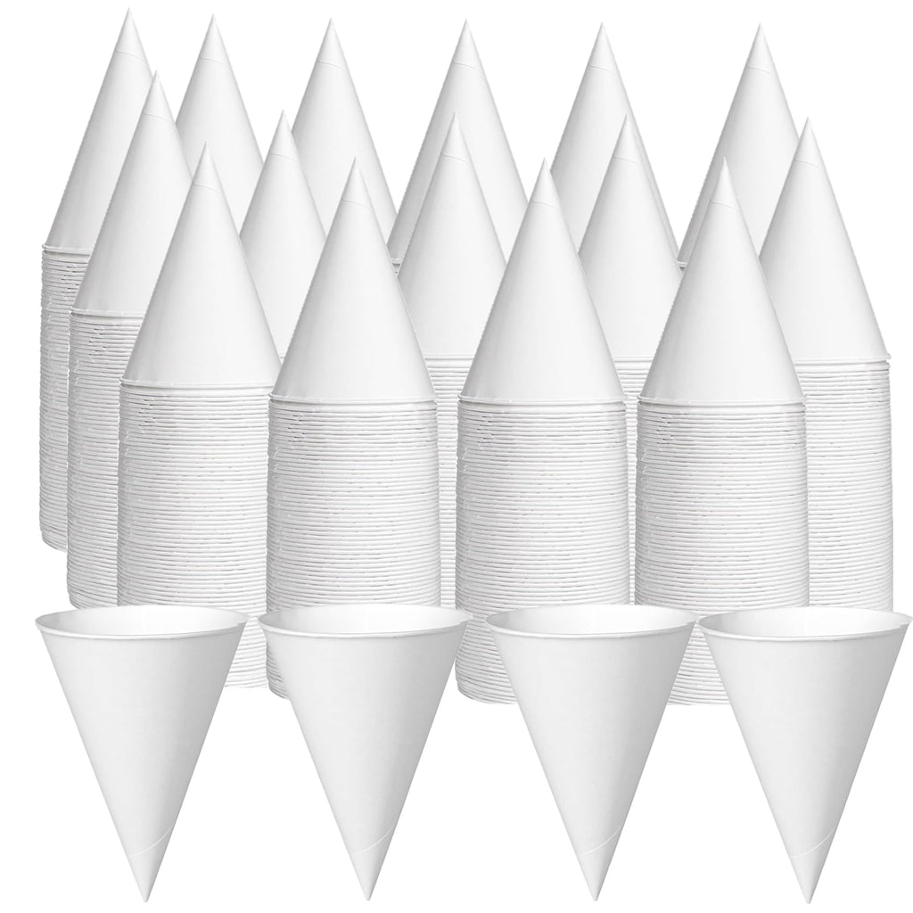 600 Pack Cone Water Cups, 4OZ Disposable Paper Snow Cups for Water Dispenser, Office Water Cooler, Sports Teams Fundraiser Craft Funnel for Shaved Ice Oil Protein Powder Drinks