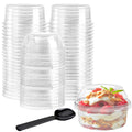 WUWEOT 50 Pack Plastic Dessert Cups, 10 oz Clear PET Dessert Bowls, Re-usable Parfait Cups with Lid (No Hole) for Ice Cream Fruit Iced Cold Drinks Dessert Yogurt Cereal Parfait Puddings Mousse
