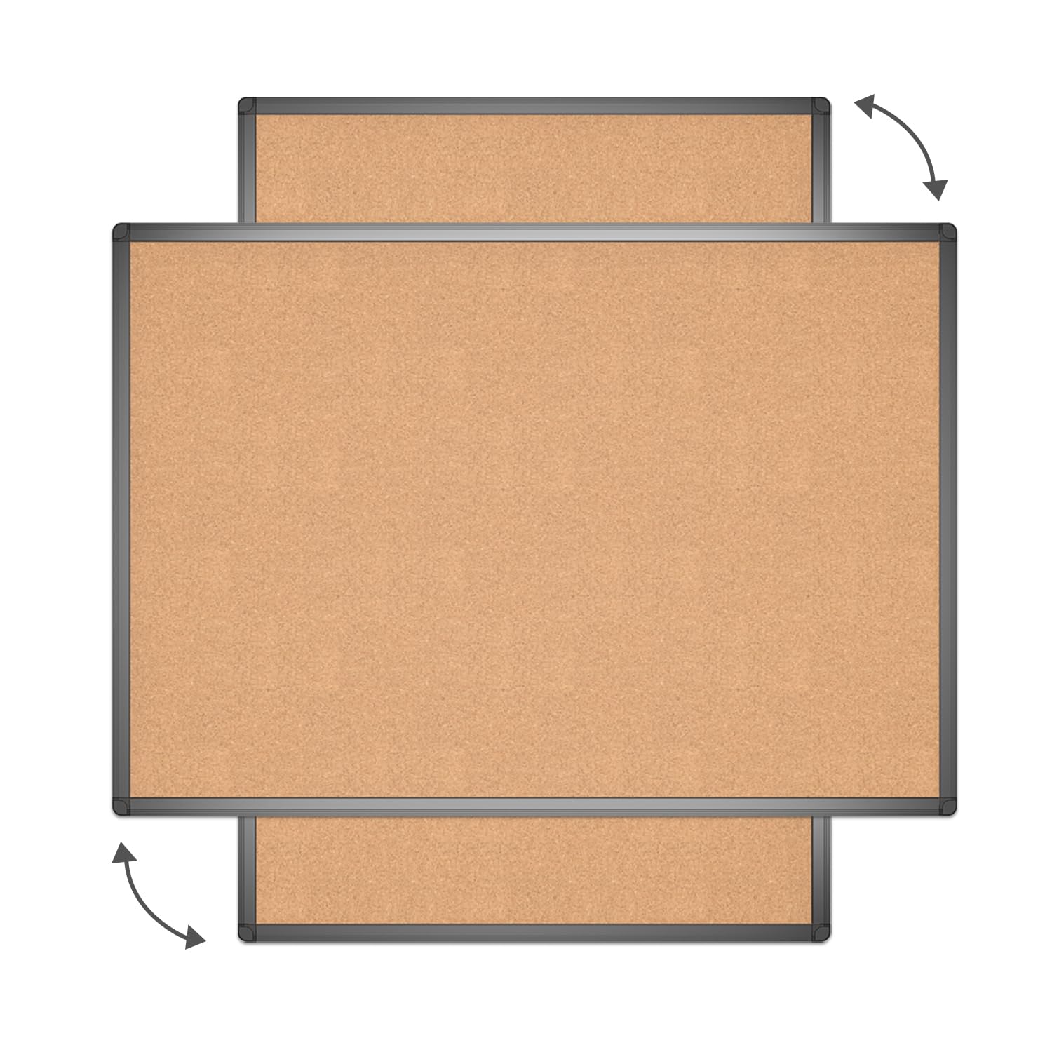 VIZ-PRO Cork Notice Board, 36 X 24 Inches, Cork Bulletin Board with Black Aluminium Frame