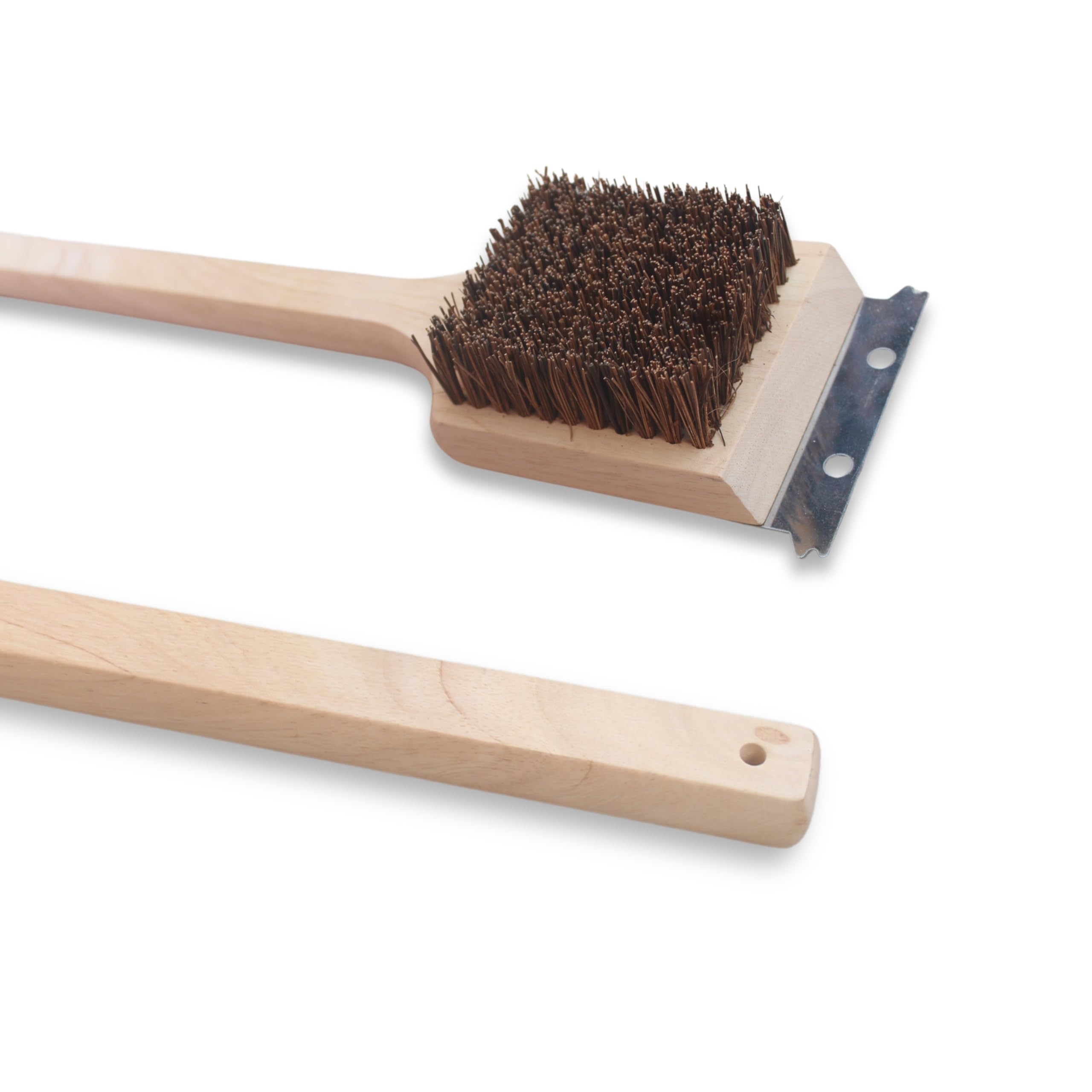 Deluxe Large Wood BBQ Brush Palmyra Bristles (Safe-Contains No Metal Bristles)
