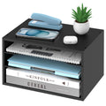 SHARKWOODS Wood Desk Organizer, 3 Tier Paper Sorter for Desktop with Adjustable Storage Shelves, Desktop Mail Holder for Office Home Classroom, Black