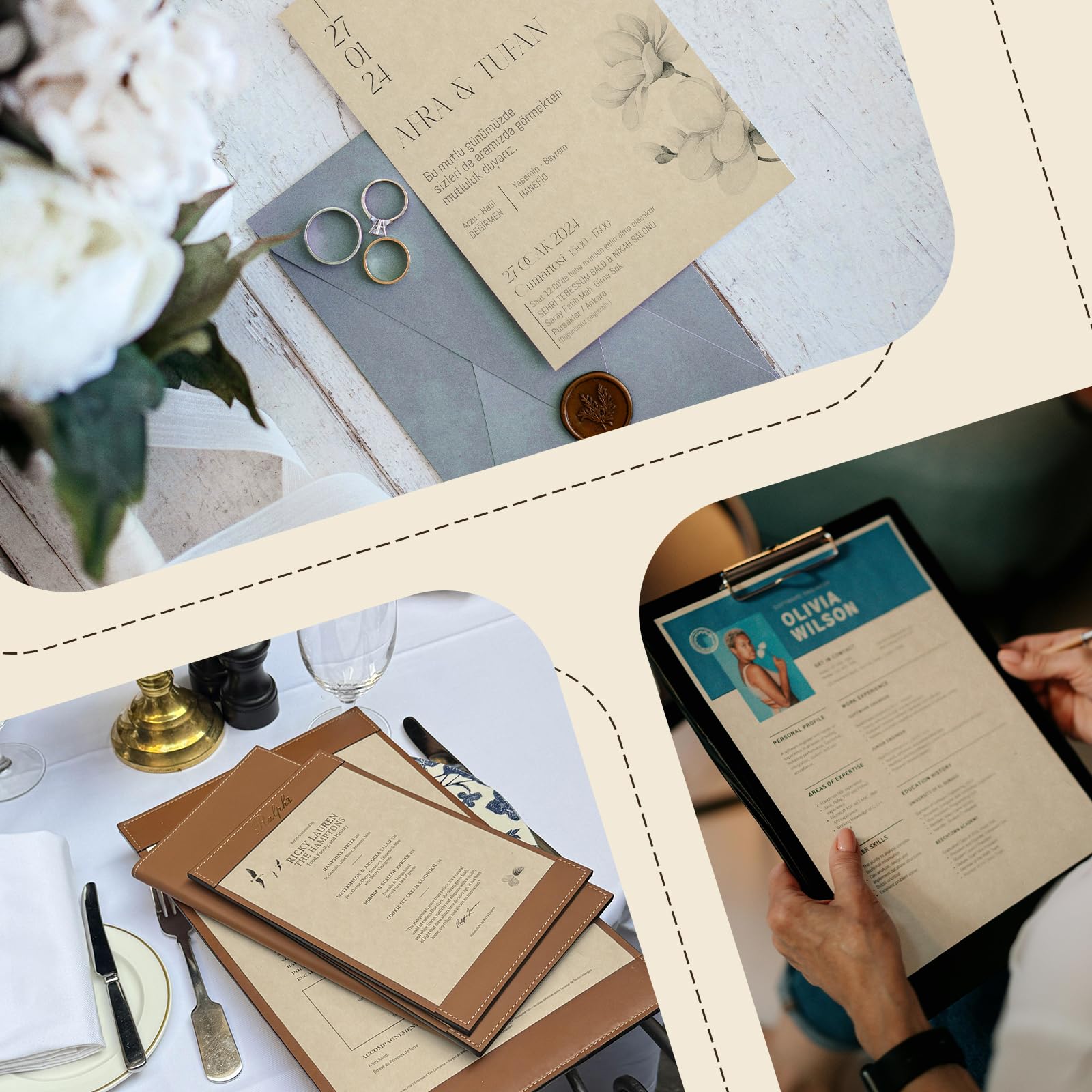 50 Sheets Cream Parchment Cardstock 8.5 x 11, Goefun Off White Parchment Paper, 65lb Cover (180 gsm) Ivory Blank Certificate Paper Cardstock for Invitations, Crafts, Menus, DIY Cards