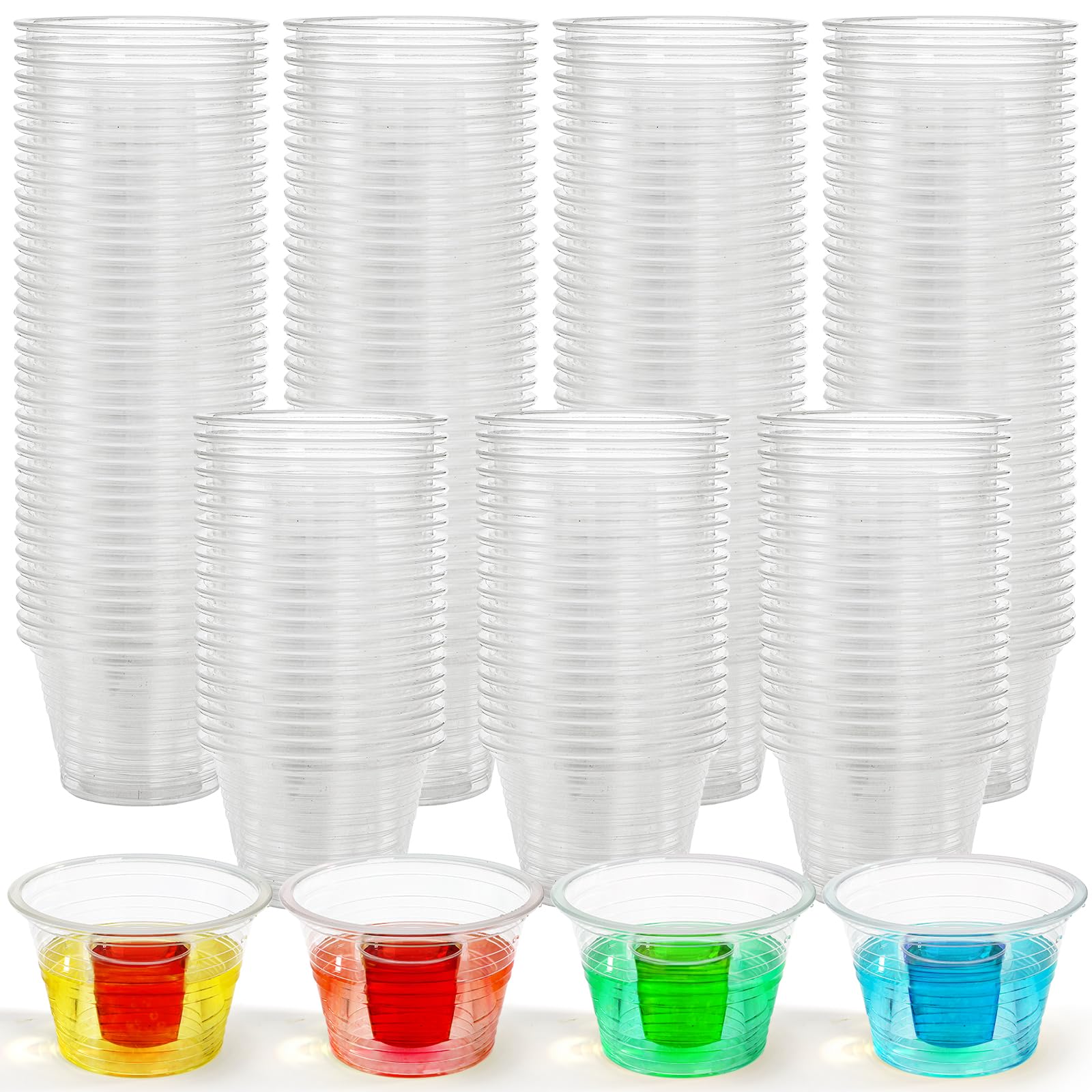 Coloch 200 Pack Plastic Bomber Cups, Disposable Jager Bomb Cups Clear Power Bomber Double Shot Glass for Shots, Mixed Drinks, Party