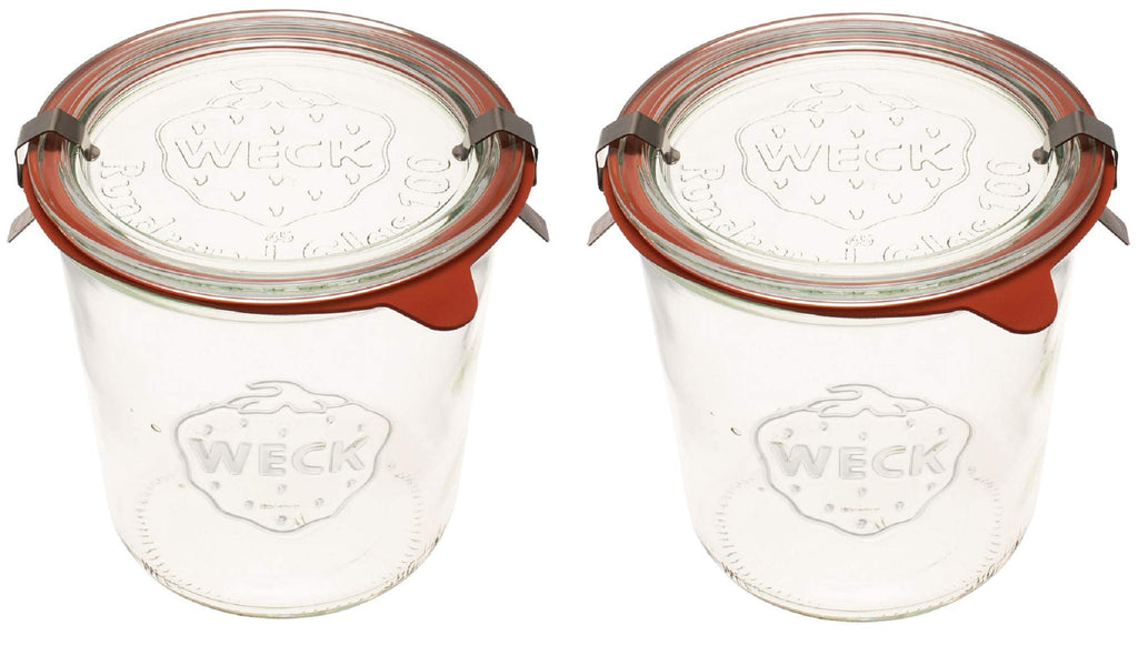 Weck Canning Jars 742 - Transparent Glass Eco-Friendly Canning Jars with Airtight Seal - 1/2 Liter Tall Jars (2 Pack)