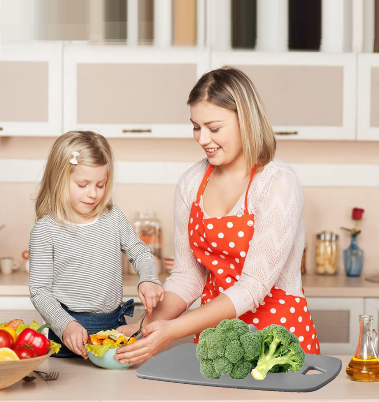 Cutting Boards for Kitchen,Plastic Cutting Board Set of 3, Thick Chopping Boards for Meat, Veggies, Fruits, with Easy Grip Handle,Dishwasher Safe (CBPink-CA)