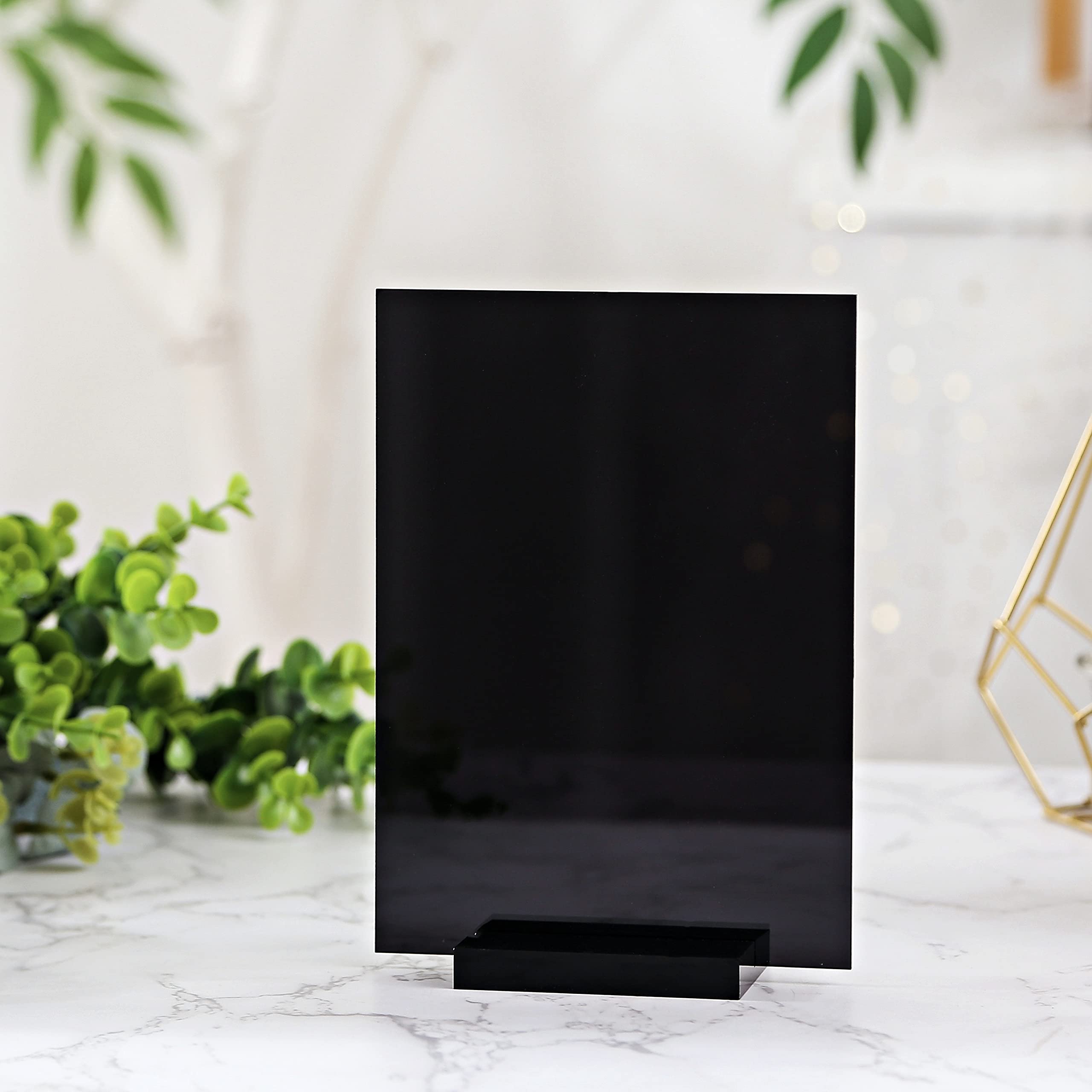 UNIQOOO 3" Black Acrylic Stand | 10 Pack 3mm Slot Wedding Sign Holders, Perfect for Wedding, Table Number, Exhibition, Office, Restaurant, Business