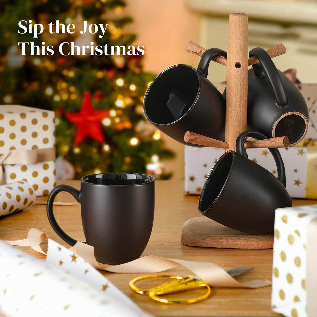 DOWAN Coffee Mug Set, 16 OZ Coffee Mug Set of 6, Coffee Mugs with Large Handles for Men, Women, Ceramic Mug for Coffee Tea Cocoa, Easy to Clean & Hold, for Morning Coffee, Birthday, Party
