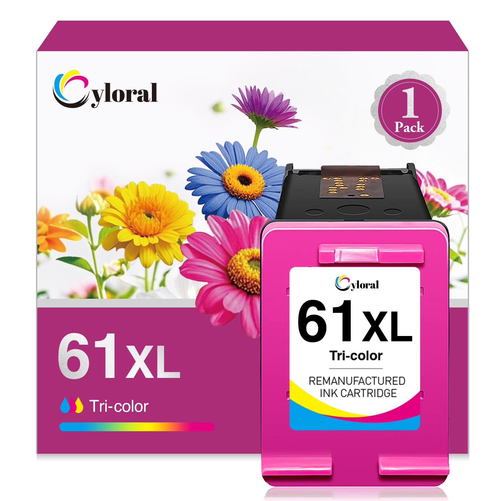 Cyloral 61XL for HP 61 Ink Cartridges Color for Envy 4500 5530 4501 4502 5535 Officejet 4630 4635 Deskjet 1000 2542 2540 3050 3050A for HP Ink 61 61XL Ink Cartridge Colour Replacement