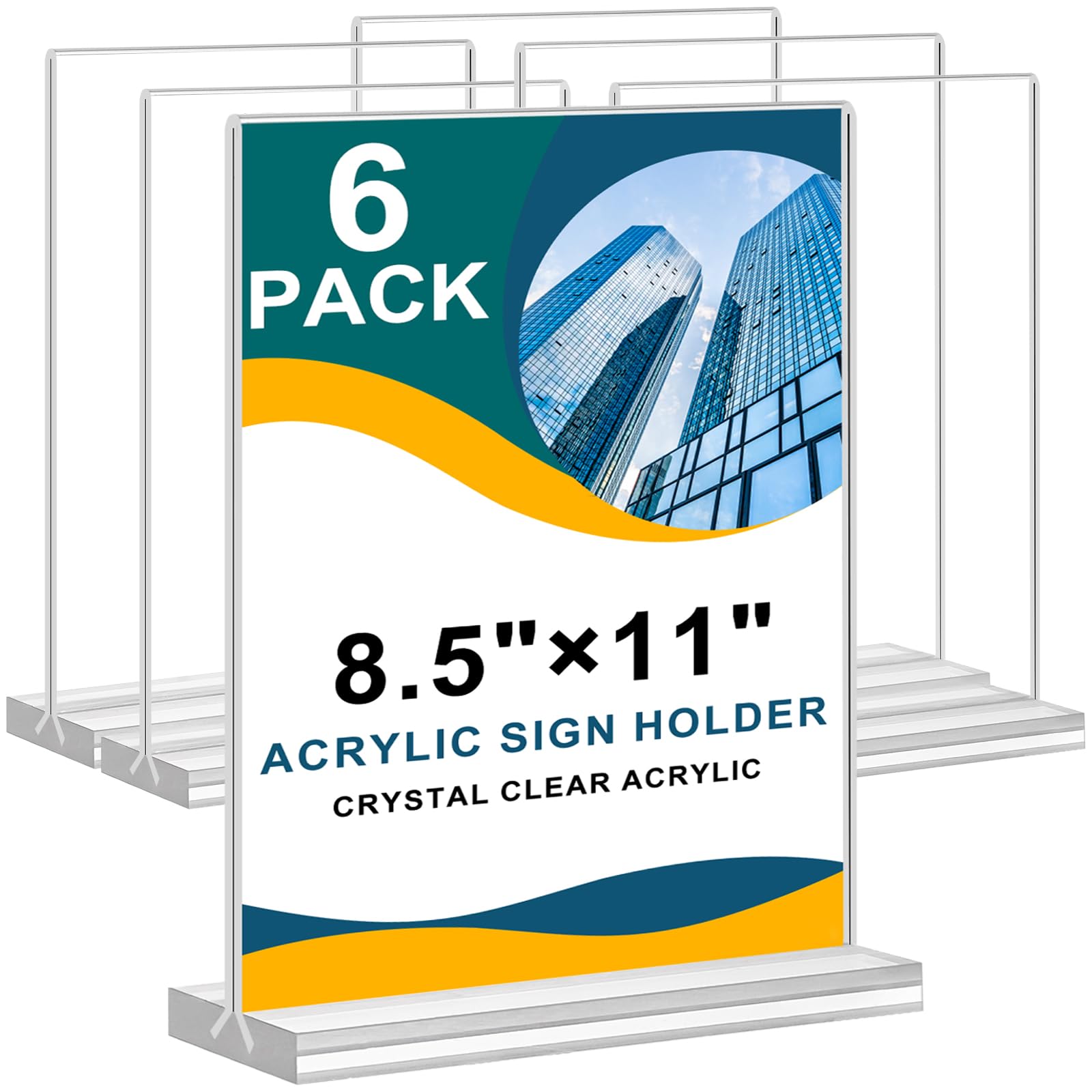 Arrobust Acrylic Sign Holder 8.5 x 11, Double Sided Clear Acrylic Display Table Signs Stand, T Shape Flyer Holder Plastic for Picture Paper Frame Holder Home Office Menu Retail Show Fair, 6 Pack