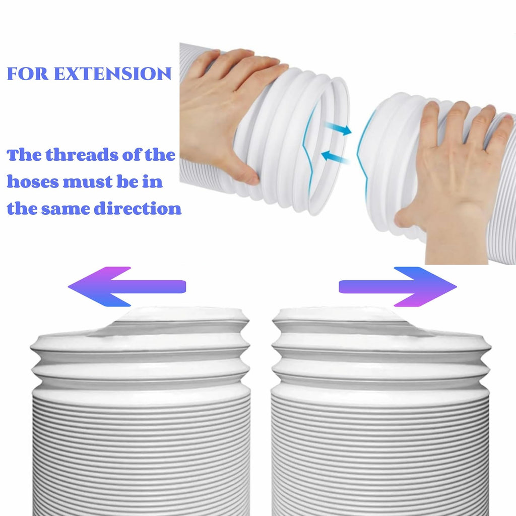 Portable Air Conditioner Hose, 5.1 Inch Diameter Counter Clockwise AC Hose Exhaust Vent Length up to 59", Universal Portable AC Exhaust Hose Air Conditioner Parts & Accessories (Hose - 5 inch)