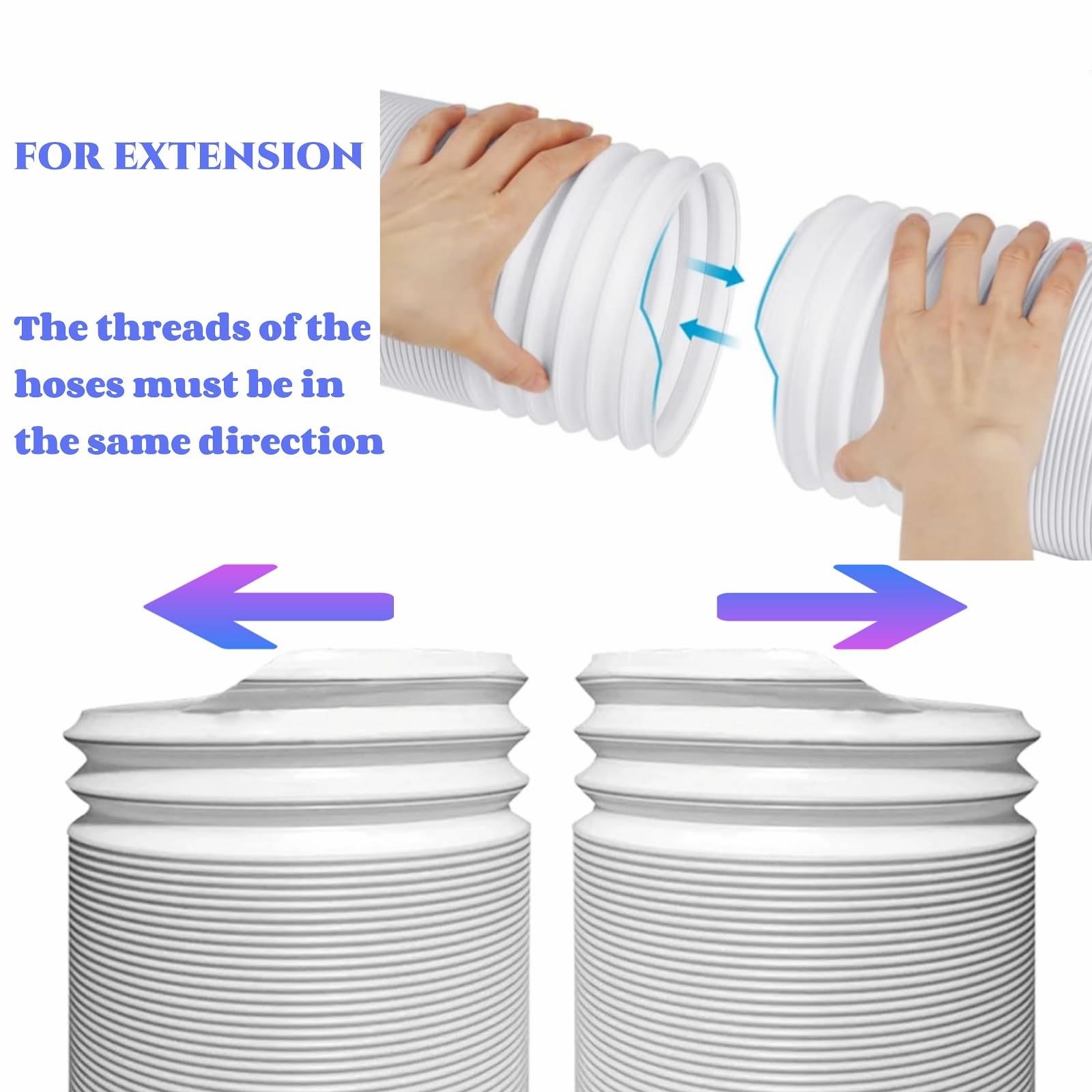 Portable Air Conditioner Hose, 5.1 Inch Diameter Counter Clockwise AC Hose Exhaust Vent Length up to 59", Universal Portable AC Exhaust Hose Air Conditioner Parts & Accessories (Hose - 5 inch)