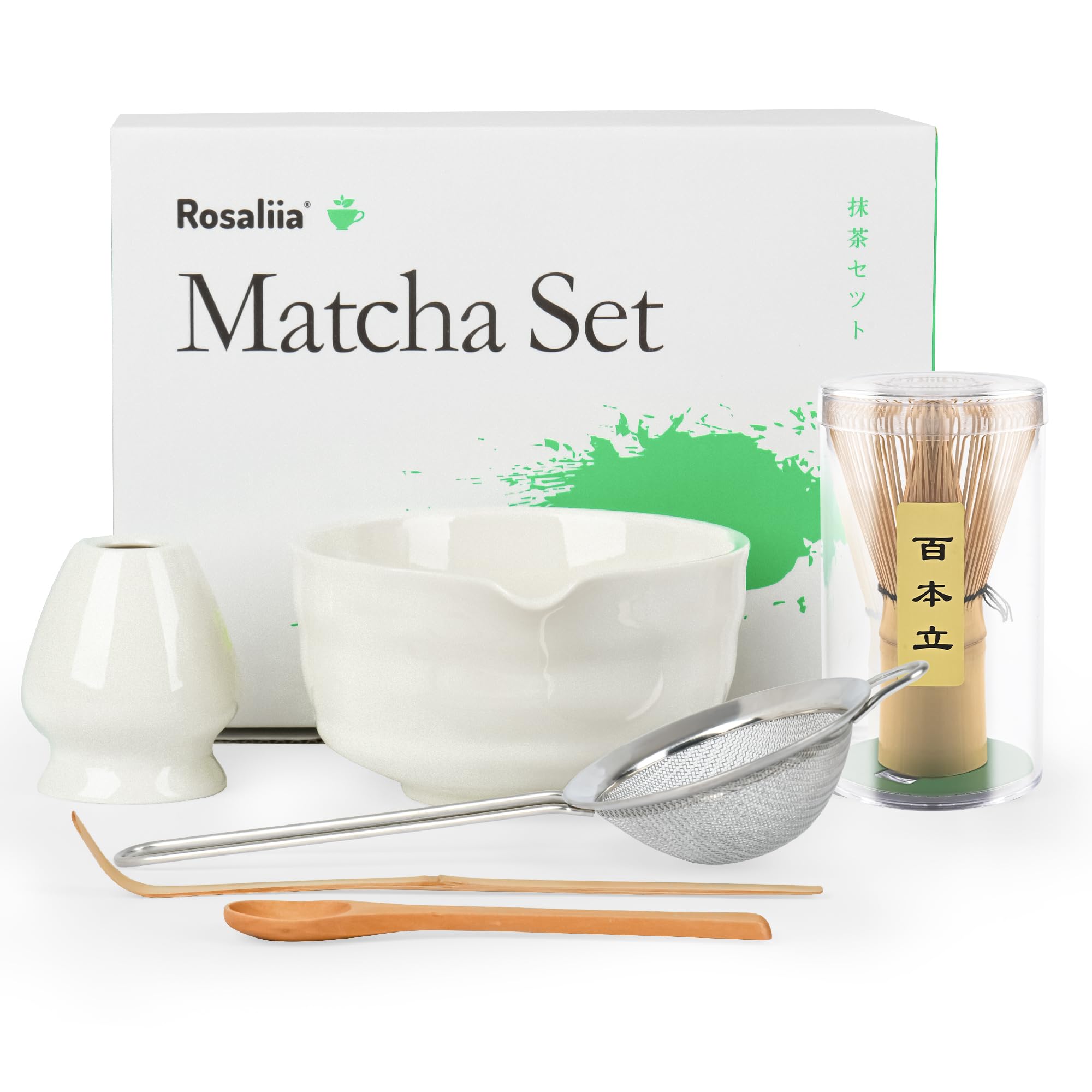 Matcha Whisk Set - Japanese Household Matcha Tea Kit for Tea Lovers (White)