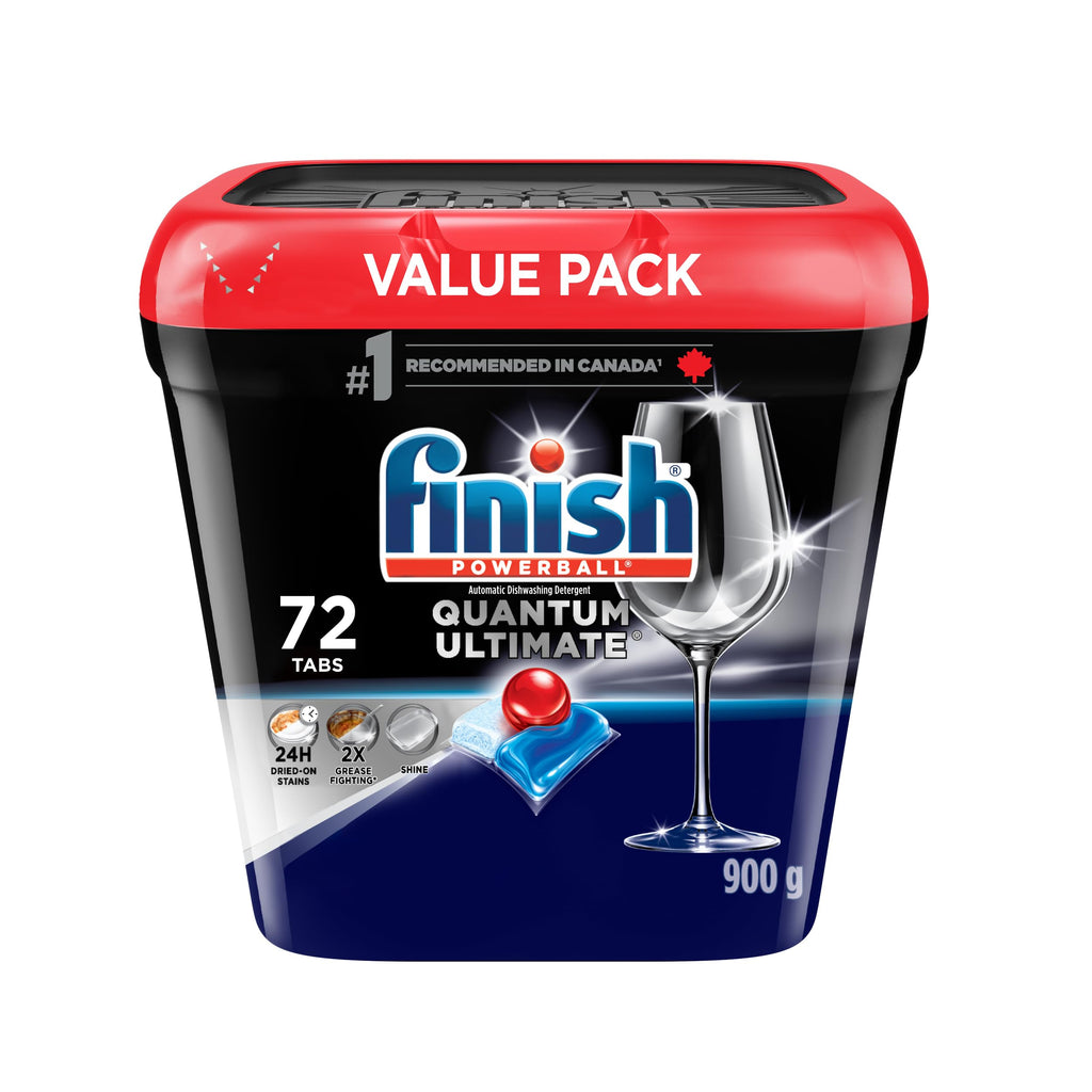 Finish Power Ball Quantum Ultimate Dishwasher Detergent Tabs, Scrubs, Degreases, Shines, Ultimate Clean & Shine 1st time everytime, 72 Tabs