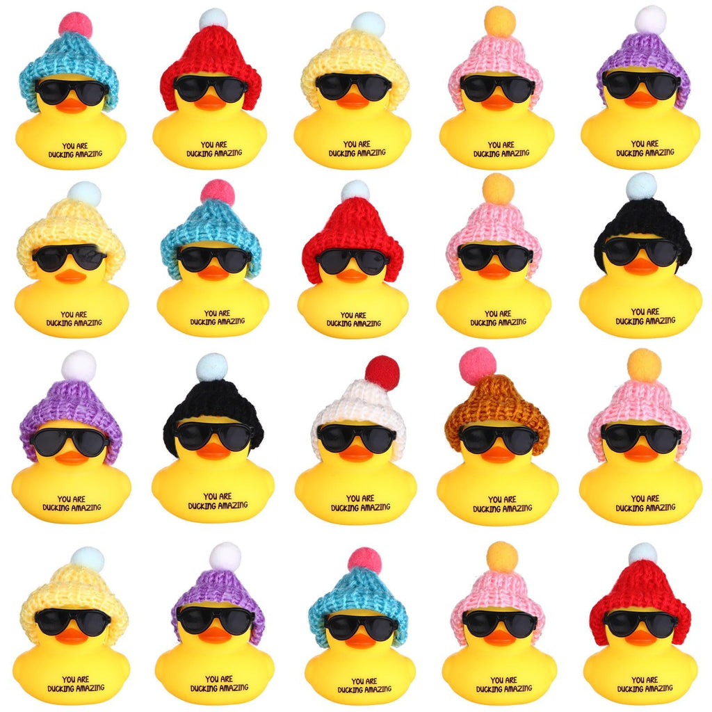 20 Sets Inspirational Employee Appreciation Gifts Thank You Gift Set Motivational Gifts You're Ducking Awesome Pun Cards Mini Rubber Ducks with Glasses and Hats for Teacher Coworkers Staff Team