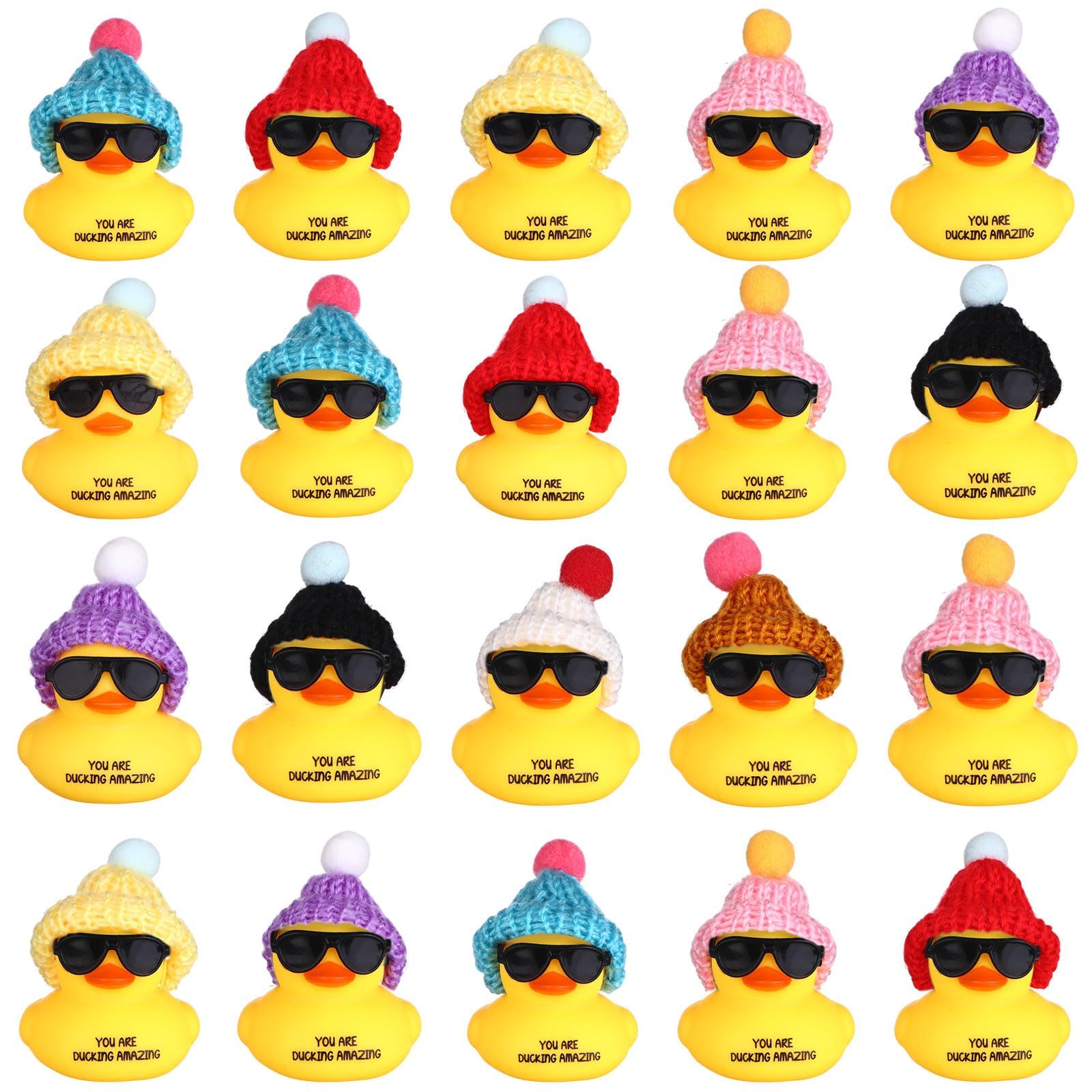 20 Sets Inspirational Employee Appreciation Gifts Thank You Gift Set Motivational Gifts You're Ducking Awesome Pun Cards Mini Rubber Ducks with Glasses and Hats for Teacher Coworkers Staff Team